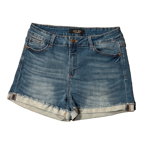 Judy Blue Pants - Judy Blue Stretch Denim Jean Shorts Women's XL Cuffed Hem Style JB150038